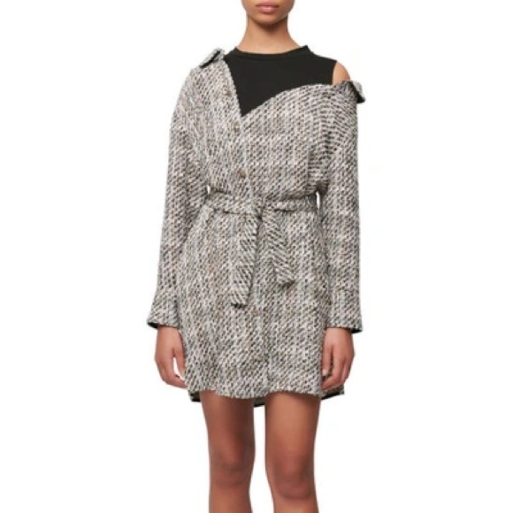 Maje Tweed style trompe-l-oeil shirt dress